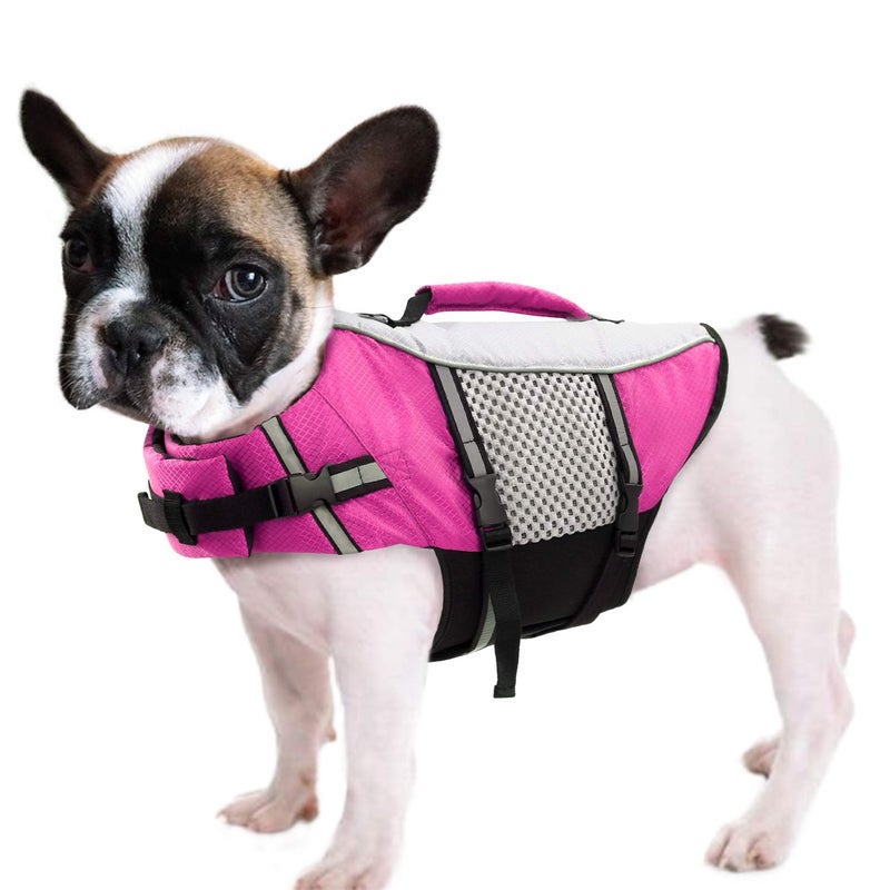Queenmore Dog Life Jacket Swimming Vest Small Medium Dogs Neoprene Water Boating Life Preserver Lightweight Reflective Cat Puppy Kayaking Lifesaver for Yorkshire Terrier,Chihuahua,Teacup (Pink,XS) - Image 1